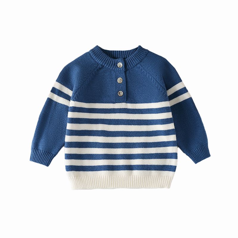 Blue White sọc trẻ em áo len nửa áo len