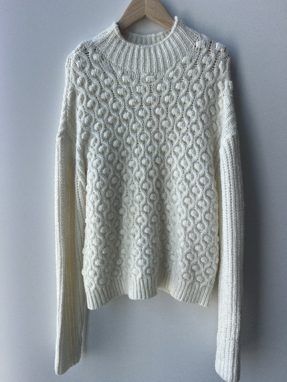 Dot Jacquard Pullover Knit Crew Cổ phụ nữ