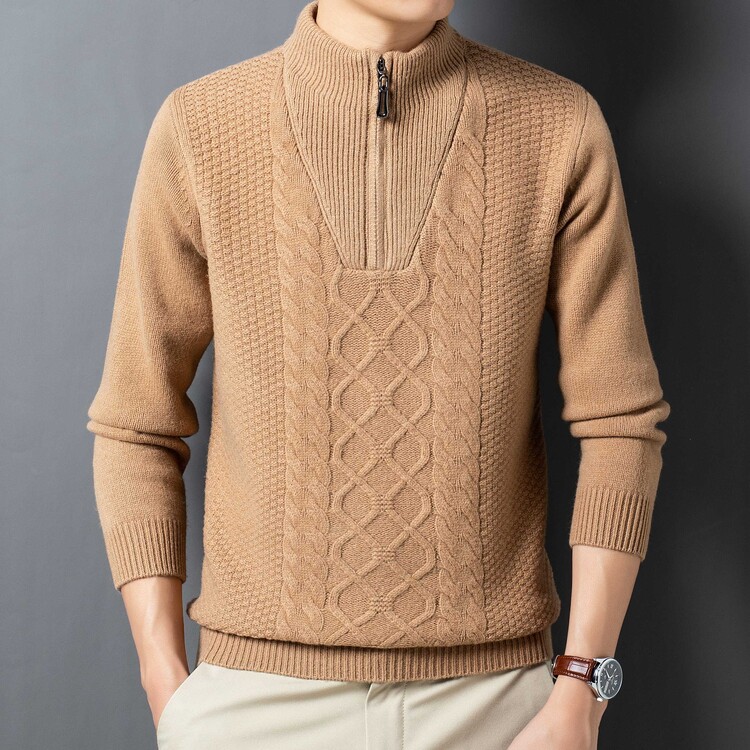 Áo len nửa dây kéo bằng len merino