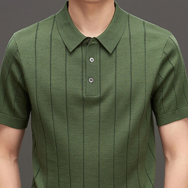 Áo len tay áo ngắn sọc polo