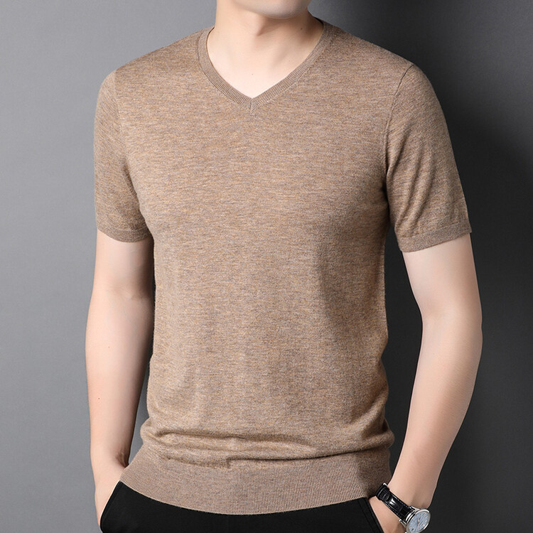 Áo len ngắn tay tay v cổ